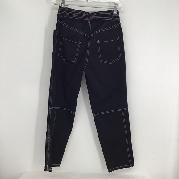 Rebecca Minkoff Rita Cargo High Waist Pants Casual Top Stitching Black Size 0 - Picture 6 of 9